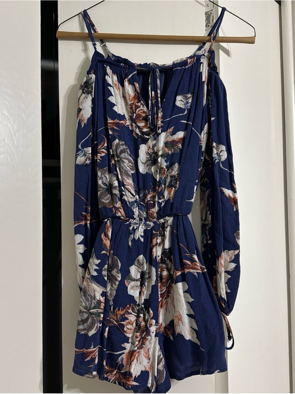 Navy Floral Off-Shoulder Romper